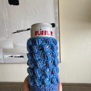 Blue Crochet Can Holder